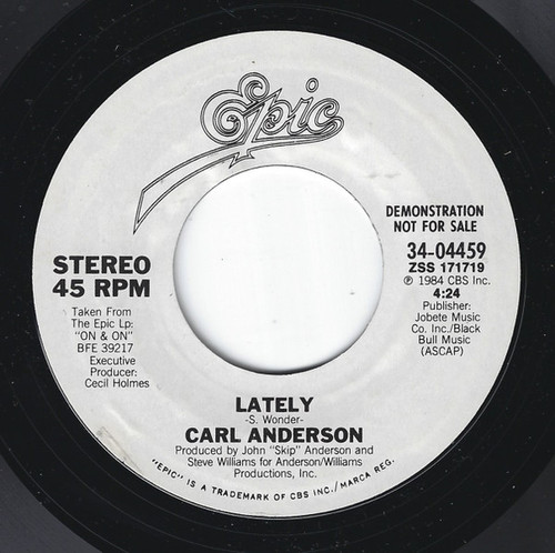 Carl Anderson - Lately (7", Single, Promo)