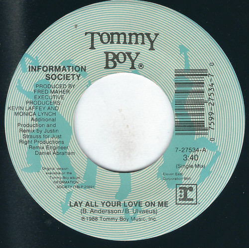 Information Society - Lay All Your Love On Me - Tommy Boy, Reprise Records - 7-27534 - 7", Single 1098864957