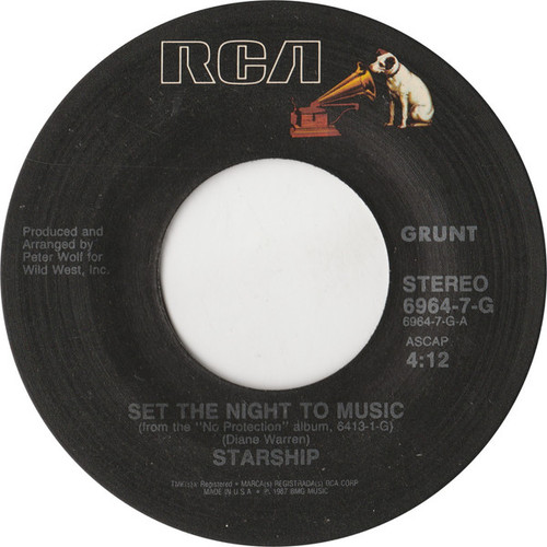 Starship (2) - Set The Night To Music (7", Single, Spe)