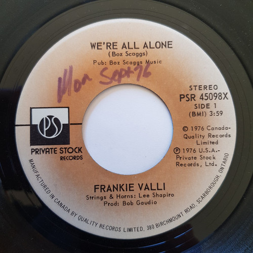 Frankie Valli - We're All Alone (7", Single)