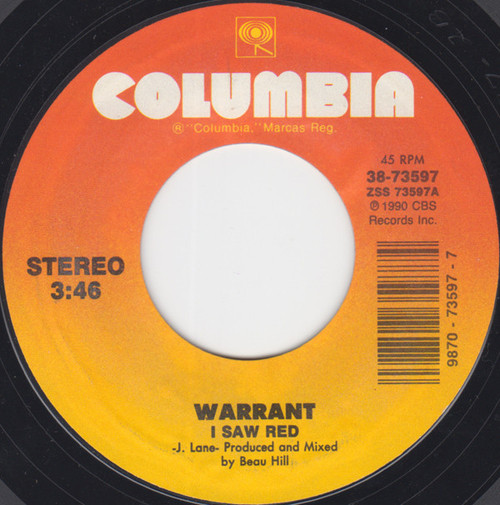 Warrant - I Saw Red - Columbia - 38-73597 - 7" 1099959398