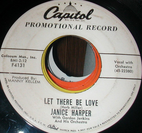 Janice Harper - Let There Be Love / I Need You (7", Single, Promo)