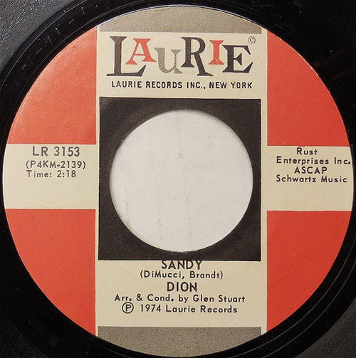 Dion (3) - Sandy - Laurie Records - LR 3153 - 7", Single, RE 1100089635