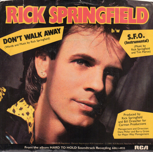 Rick Springfield - Don't Walk Away (7", Single, Styrene)