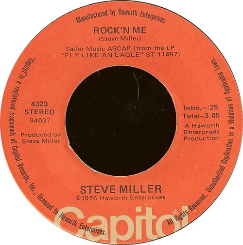 Steve Miller - Rock'n Me - Capitol Records - 4323 - 7", Single 1100431837