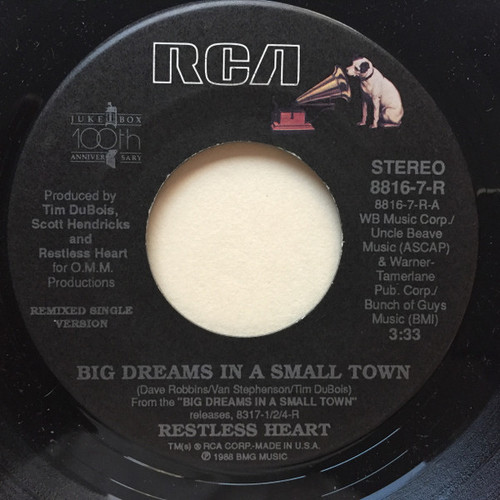 Restless Heart - Big Dreams In A Small Town / The Ride Of Your Life - RCA - 8816-7-R - 7", Single 1100579035