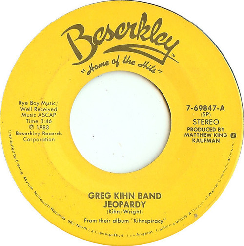 Greg Kihn Band - Jeopardy - Beserkley - 7-69847 - 7", Single, SP  1100584124
