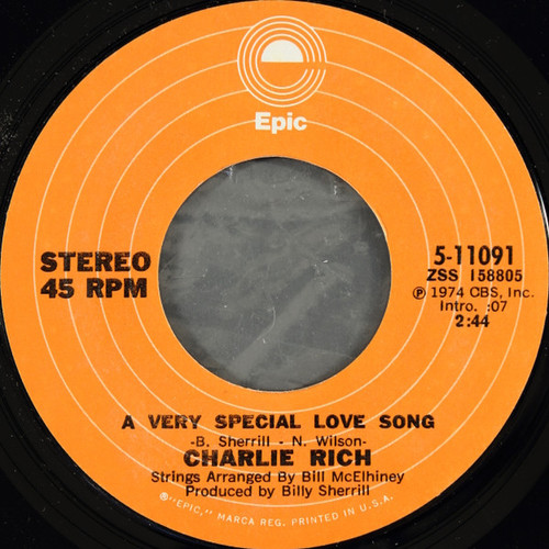 Charlie Rich - A Very Special Love Song - Epic - 5-11091 - 7", Single, Styrene, Pit 1101018786