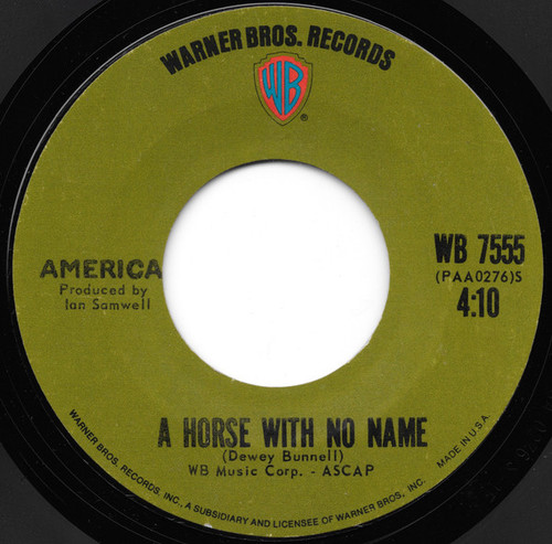 America (2) - A Horse With No Name - Warner Bros. Records - WB 7555 - 7", Single, Styrene, Pit 1101043076