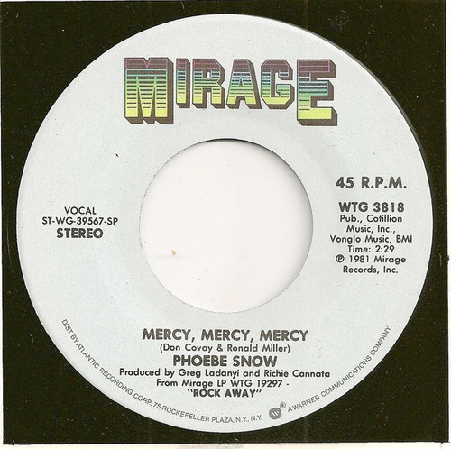 Phoebe Snow - Mercy, Mercy, Mercy / Something Good - Mirage (2) - WTG 3818 - 7", Single 1101699285