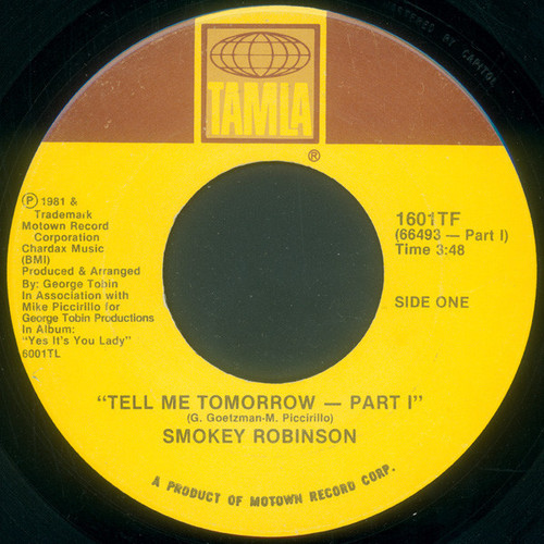 Smokey Robinson - Tell Me Tomorrow - Part I & Part II - Tamla - 1601TF - 7", Single 1101966969