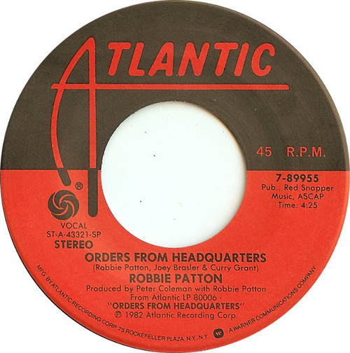 Robbie Patton - Orders From Headquarters (7", Single)