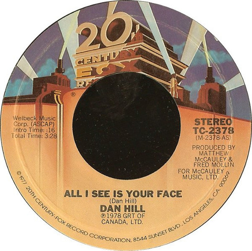 Dan Hill - All I See Is Your Face (7", Styrene)