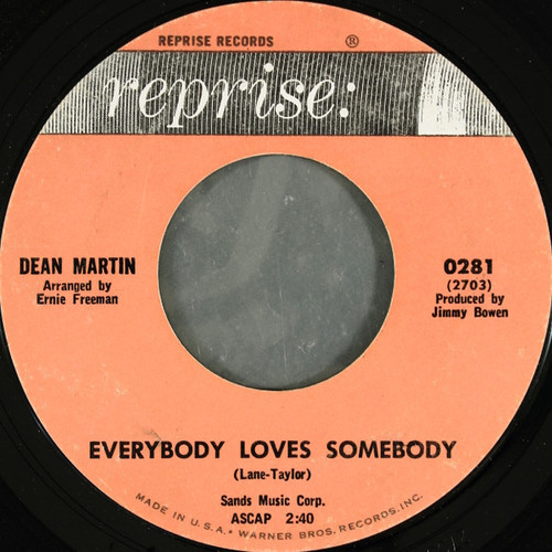 Dean Martin - Everybody Loves Somebody / A Little Voice - Reprise Records - 281 - 7", Single, Styrene 1102505218