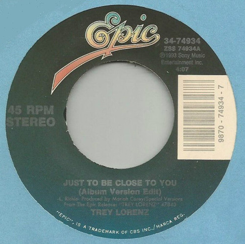 Trey Lorenz - Just To Be Close To You (7")