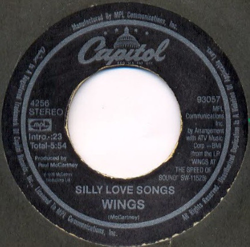 Wings (2) - Silly Love Songs / Cook Of The House - Capitol Records, MPL (2) - 4256 - 7", Single, RE, Win 1104556083