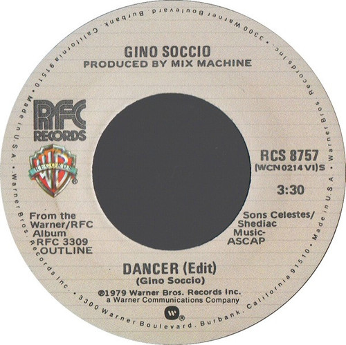 Gino Soccio - Dancer - Warner Bros. Records, RFC Records - RCS 8757 - 7", Jac 1104595291
