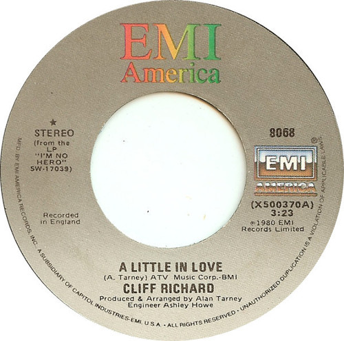 Cliff Richard - A Little In Love (7", Single, Win)