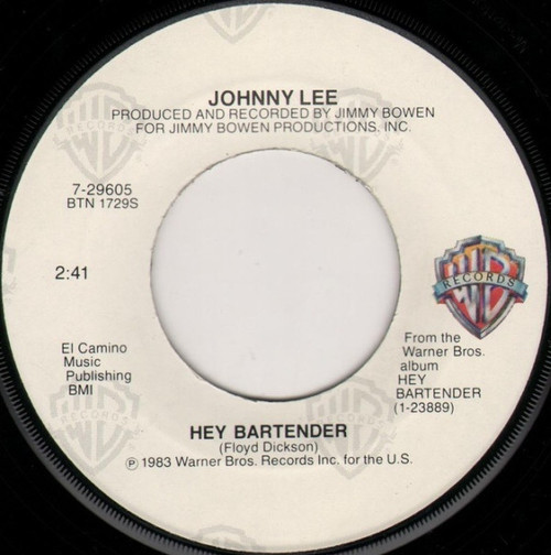 Johnny Lee (3) - Hey Bartender - Warner Bros. Records - 7-29605 - 7", Cap 1106214066