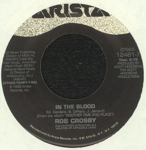 Rob Crosby - In The Blood / Cold Day In Tennessee (7", Single)