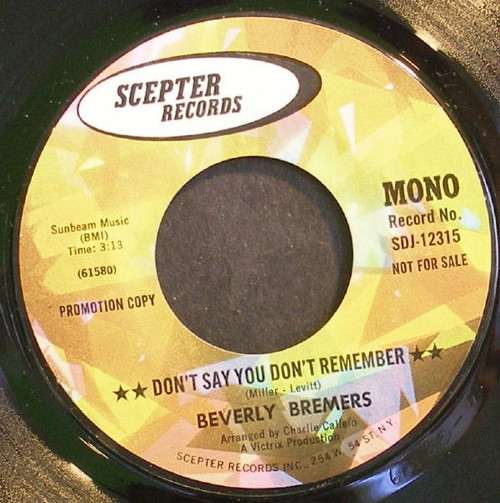 Beverly Bremers - Don't Say You Don't Remember (7", Single, Promo)