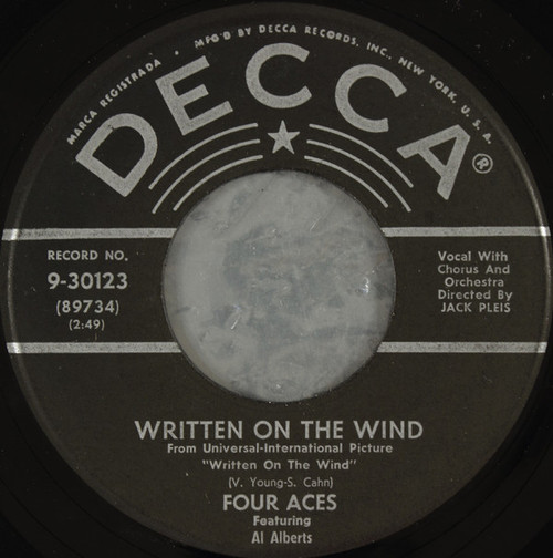 The Four Aces - Written On The Wind - Decca - 9-30123 - 7", Single, Glo 1106666193