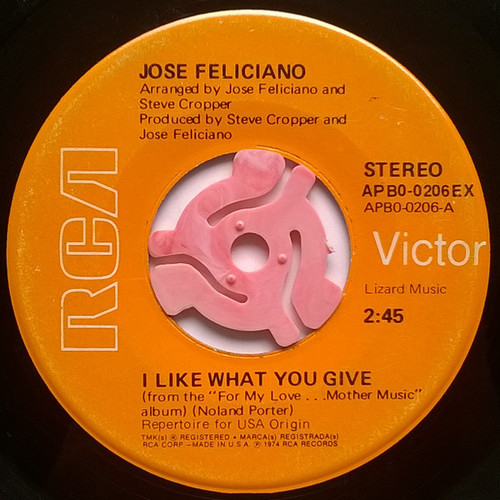 José Feliciano - I Like What You Give (7", Single)