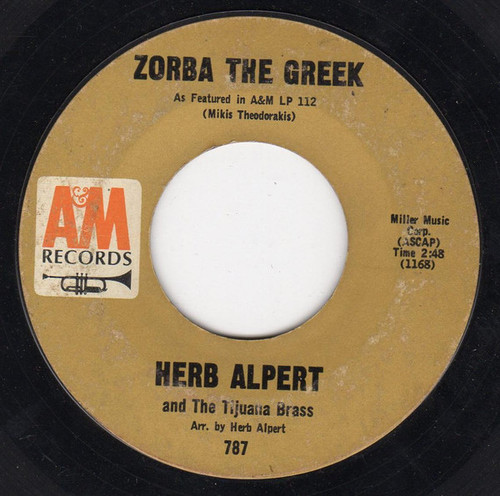 Herb Alpert And The Tijuana Brass* - Zorba The Greek (7", Single, Styrene, Ter)