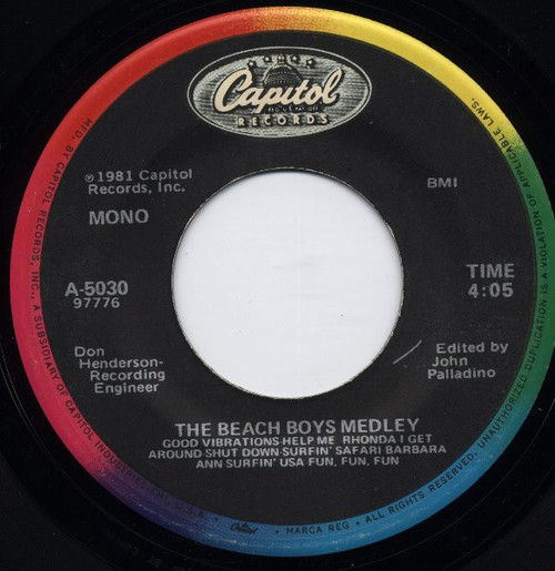 The Beach Boys - The Beach Boys Medley (7", Single, Mono, RE)
