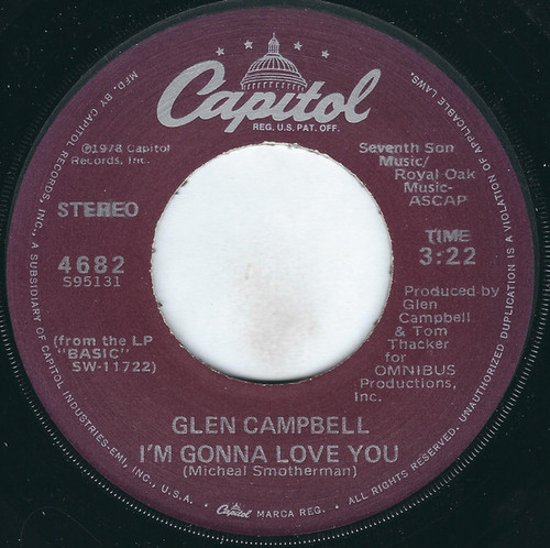 Glen Campbell - I'm Gonna Love You (7", Single, Jac)