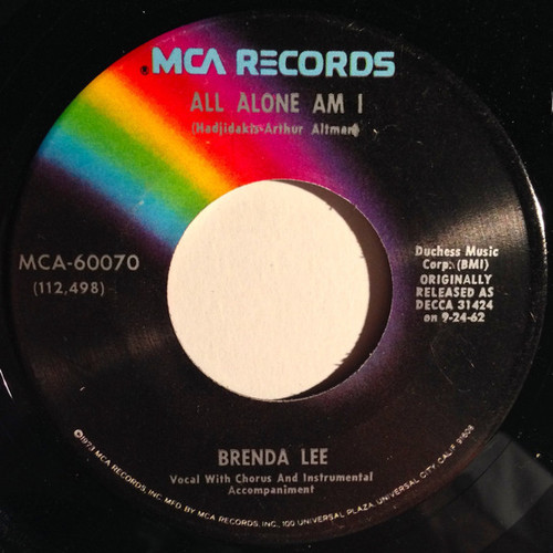 Brenda Lee - All Alone Am I / I'm Sorry (7", Single, RE, Glo)