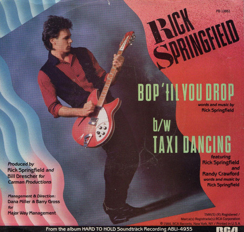 Rick Springfield - Bop 'Til You Drop / Taxi Dancing - RCA, RCA - PB-13861, PB 13861 - 7", Styrene 1108002108