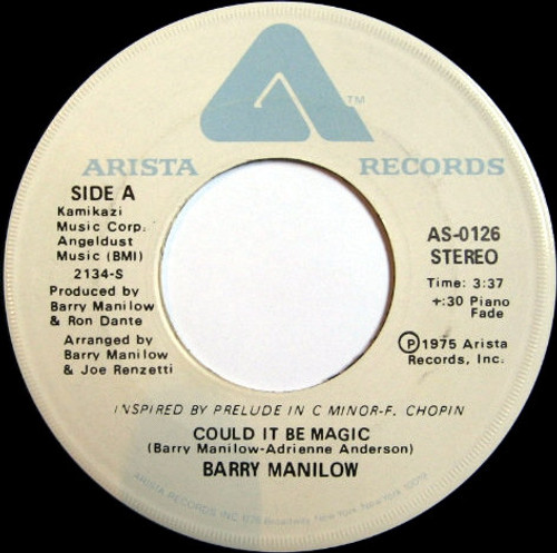 Barry Manilow - Could It Be Magic - Arista - AS-0126 - 7", Single, Nor 1108382742