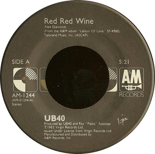 UB40 - Red Red Wine - A&M Records - AM-1244 - 7", Single, RE, Spe 1108745900