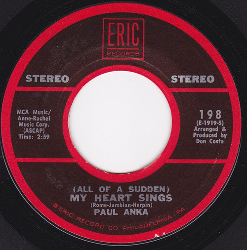 Paul Anka - (All Of A Sudden) My Heart Sings / My Home Town (7", RE, Styrene)