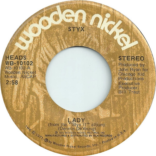Styx - Lady - Wooden Nickel Records - WB-10102 - 7", Single, Hol 1109050699