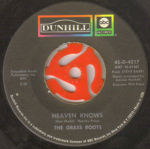 The Grass Roots - Heaven Knows / Don't Remind Me (7", Single)