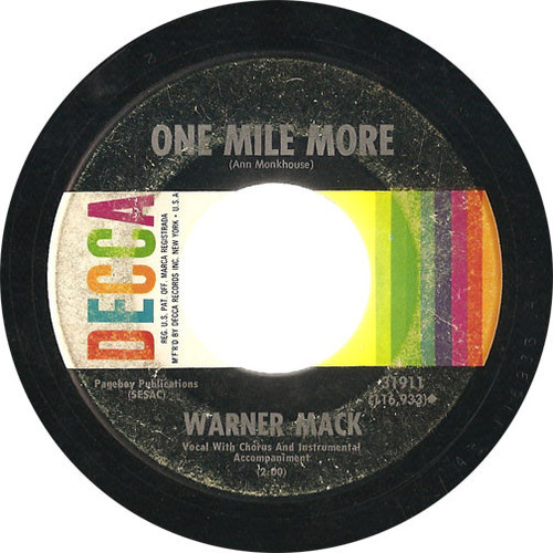 Warner Mack - One Mile More / Talkin' To The Wall (7", Pin)