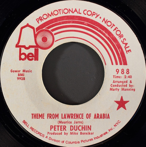 Peter Duchin - Theme From Lawrence Of Arabia (7", Promo)