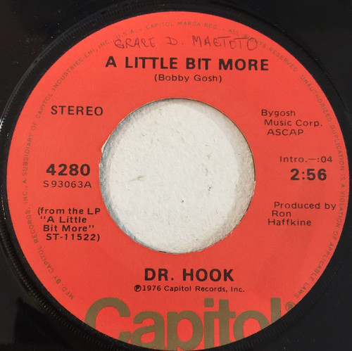 Dr. Hook - A Little Bit More / A Couple More Years - Capitol Records - 4280 - 7", Single, Los 1112629389