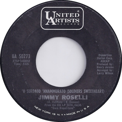 Jimmy Roselli - 'O Surdato 'Nnammurato (Soldiers Sweetheart) / Bella (Beautiful) (7", Single)