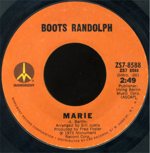 Boots Randolph - Marie / Sentimental Journey - Monument - ZS7-8588 - 7", Single 1112647250
