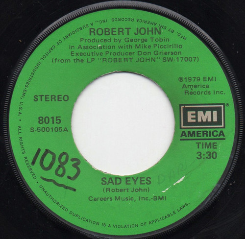 Robert John - Sad Eyes (7", Single)