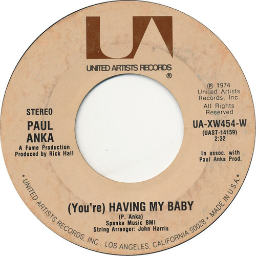 Paul Anka - (You're) Having My Baby / Papa - United Artists Records - UA-XW454-W - 7", Single, Styrene, Pit 1113742104