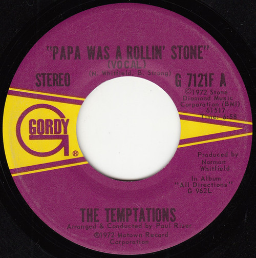 The Temptations - Papa Was A Rollin' Stone (7", Single)
