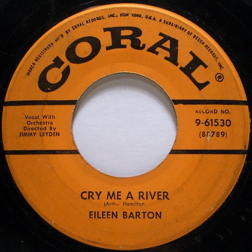 Eileen Barton - Cry Me A River (7", Single)