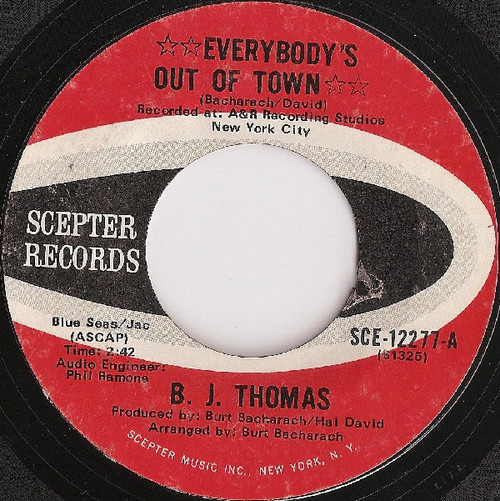 B.J. Thomas - Everybody's Out Of Town - Scepter Records - SCE-12277 - 7", Single 1114689897