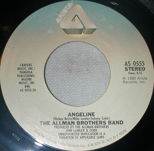 The Allman Brothers Band - Angeline (7", Single, Styrene)