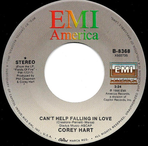 Corey Hart - Can't Help Falling In Love (7", Single, Spe)