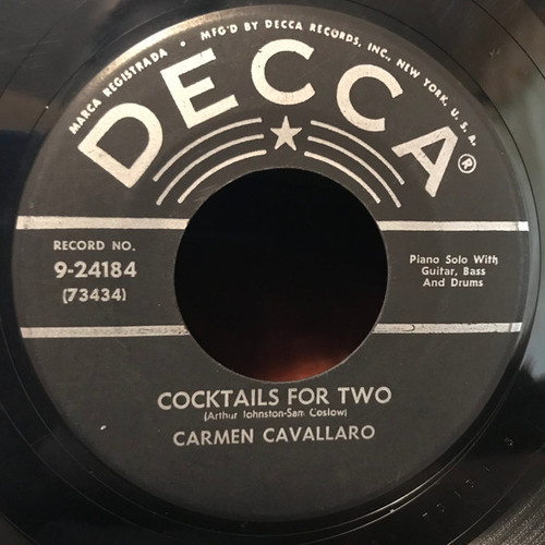 Carmen Cavallaro - Cocktails For Two / The Very Thought Of You (7")